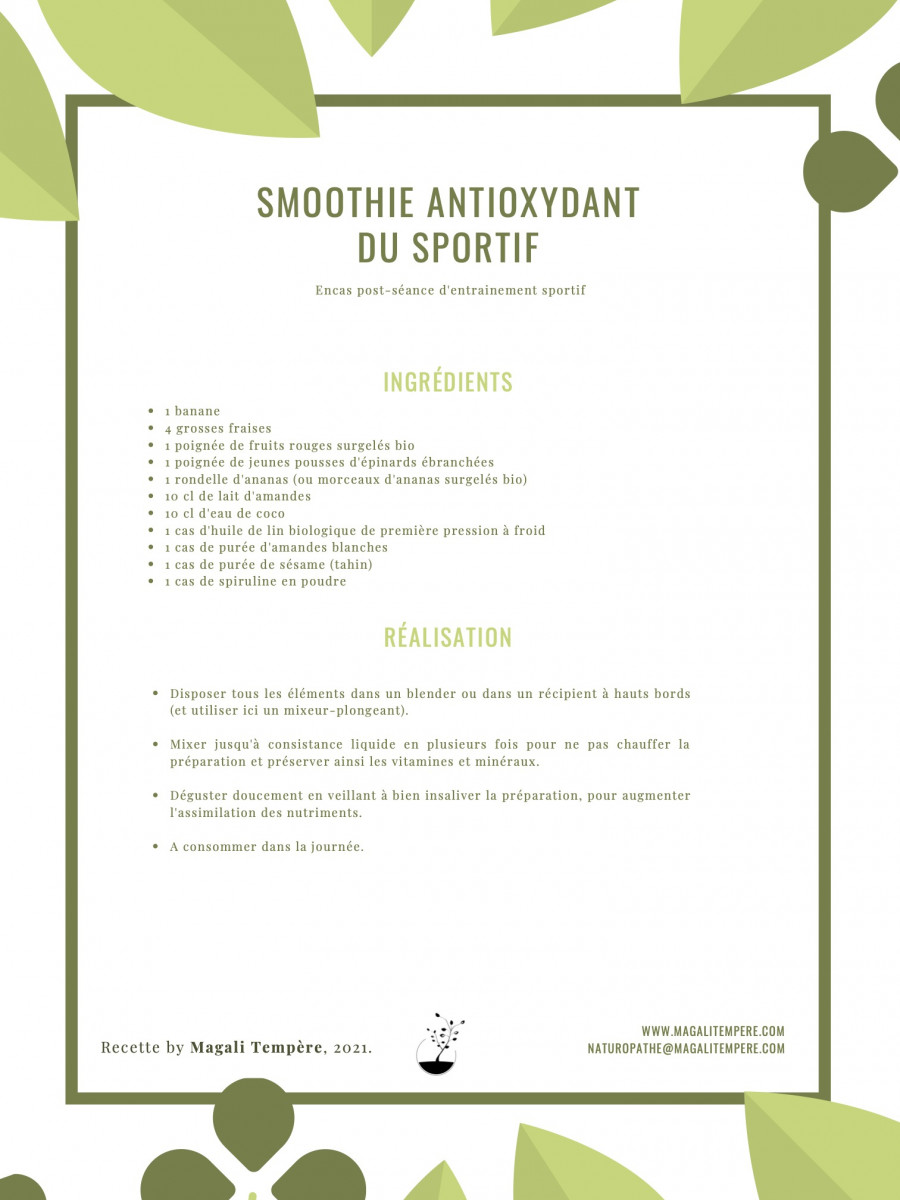 Recette de Smoothie antioxydant du sportif