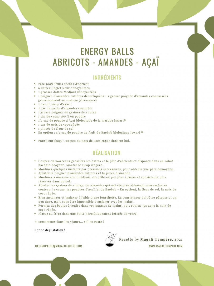 Recette d'Energy Balls - Abricots, Amandes, Açaï